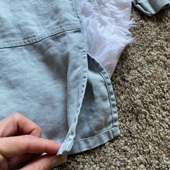 L.L. Bean Linen Button Front Thin Jacket Shacket Blue Womens Size Medium Petite - Picture 5 of 11